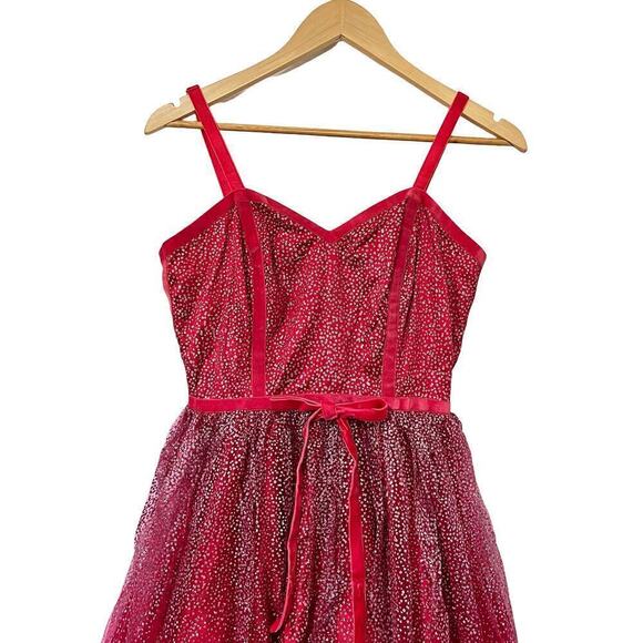 ModCloth Collectif Haute Holiday Party Swing Dress Size 6 Pink Tulle Glitter NEW - Picture 11 of 13